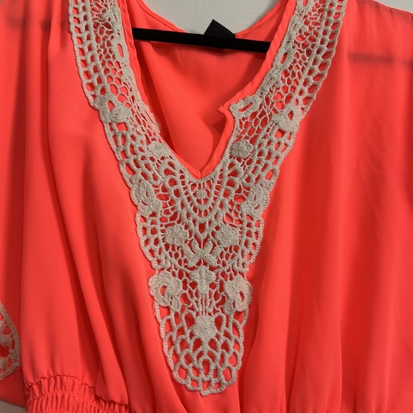 Miss Chievous Orange Flutter Sleeve Peplum Blouse size medium - Picture 2 of 8